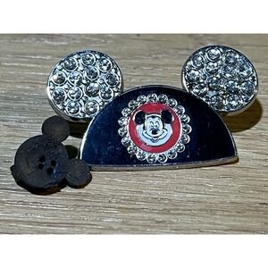 DISNEY MICKEY MOUSE EARS HAT SILVER JEWELS PIN